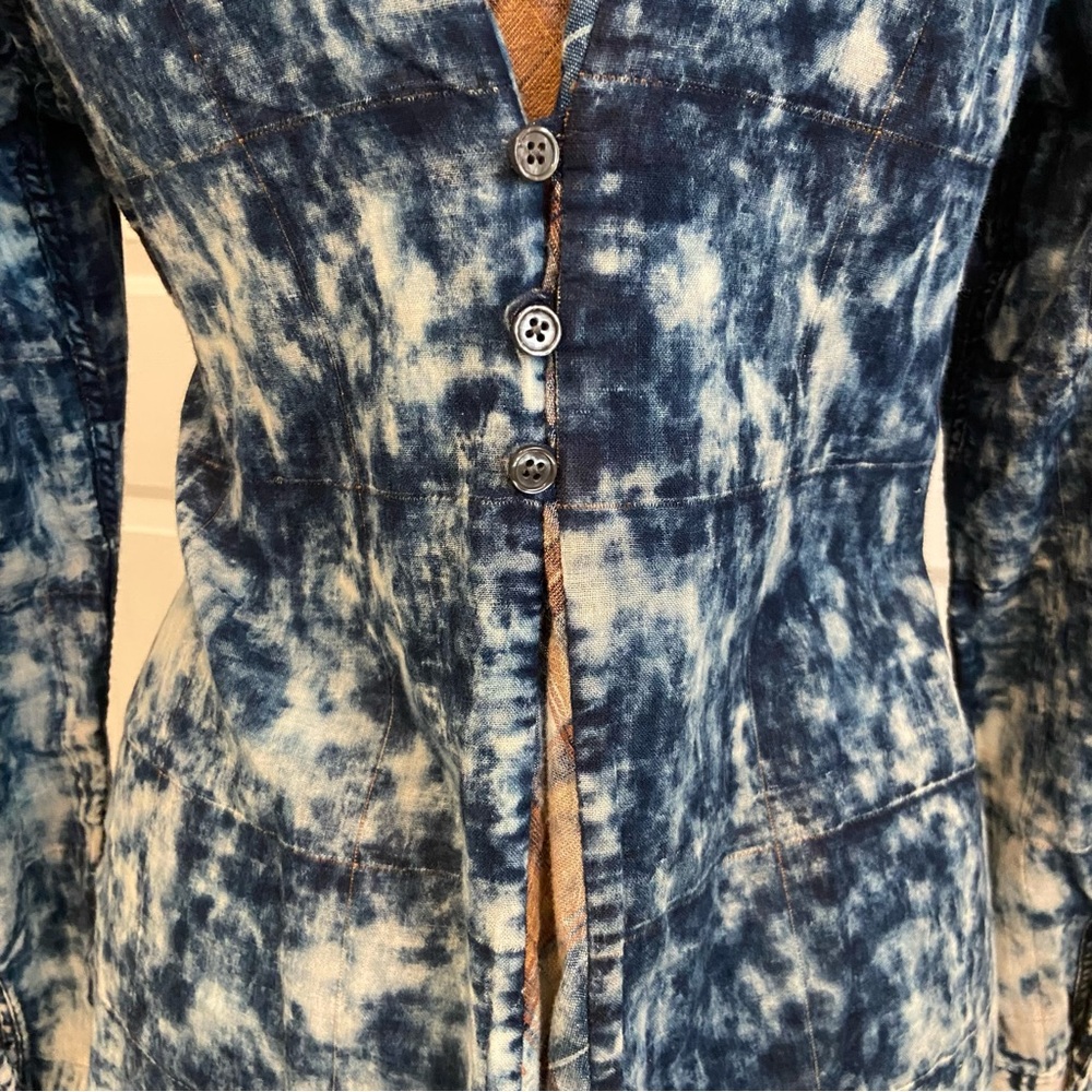 RYAN MICHAEL ⭐️NWT  Button Down/Tunic in Acid Washed Blue - Picture 12 of 14